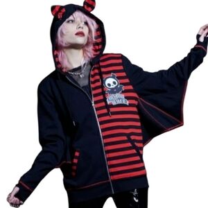 Rare Hot Topic Skelanimals Diego Stripe Split Bat Wing Hoodie